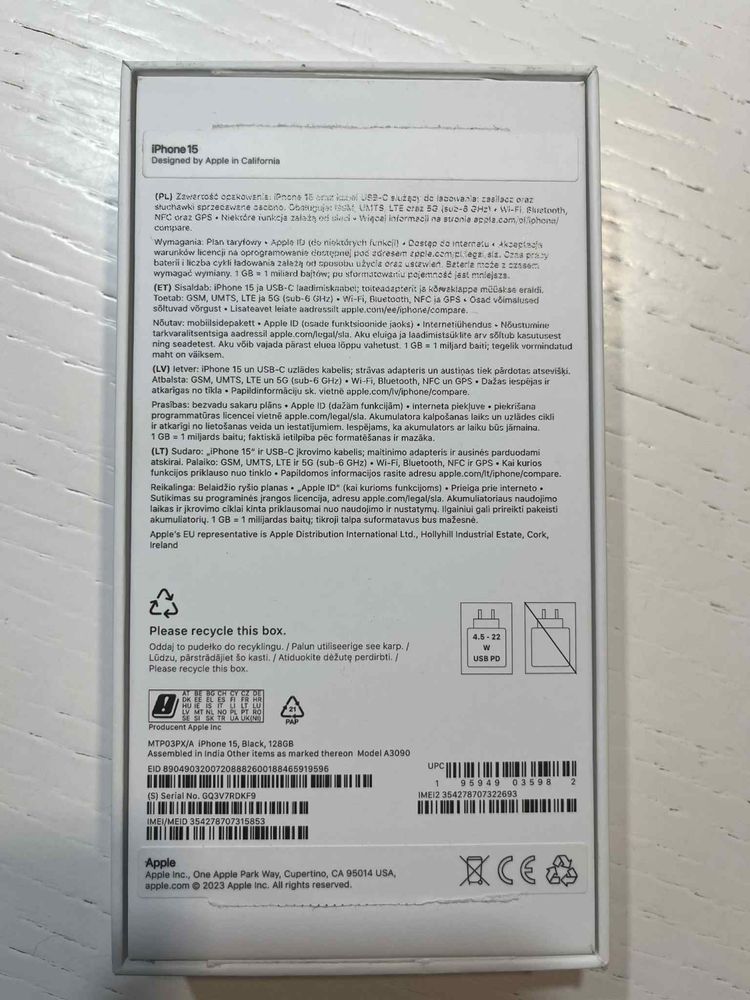 Iphone 15 GWARANCJA 2 lata 128 GB