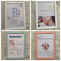 Molduras/quadros personalizadas A4 | Bebé