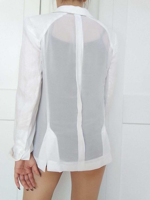 Zara biały lniany żakiet marynarka len s 36