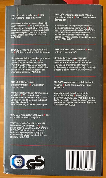 Klucz udarowy Parkside Performance PPDSSA 20v - 600Nm absolutna NOWOŚĆ