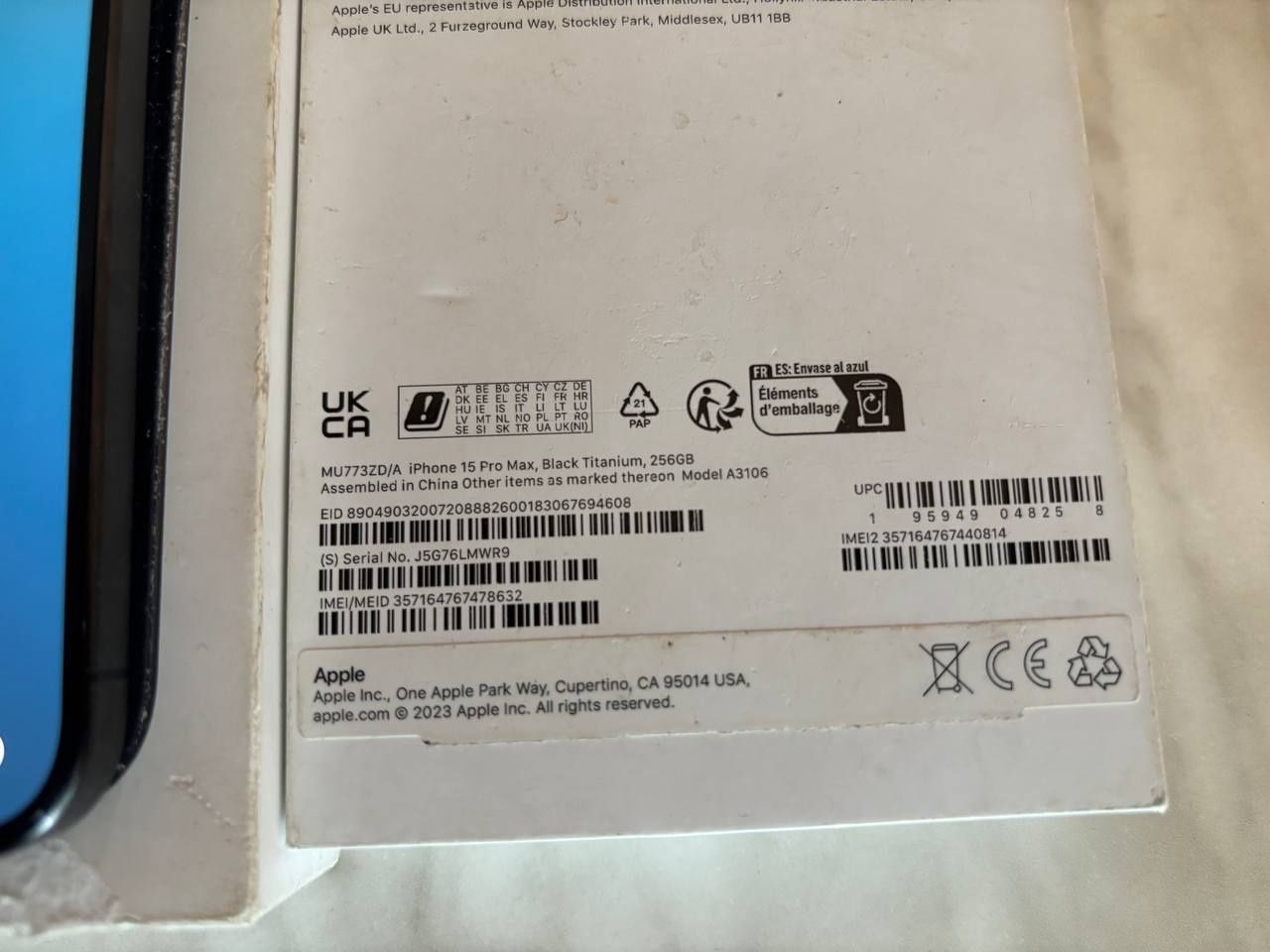 iCloud чистый! iPhone 15 Pro Max 256GB Black Titanium Neverlock
