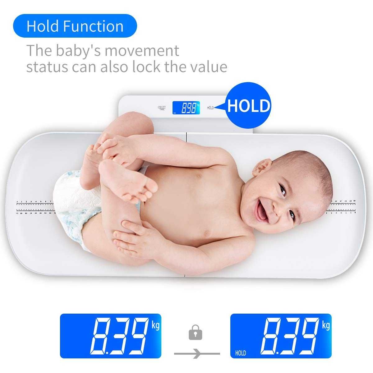 Waga dziecięca, cyfrowa waga dla niemowląt, wielofunkcyjna