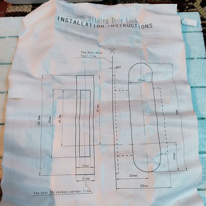 Комплект ручок та замок до розсувних дверей
