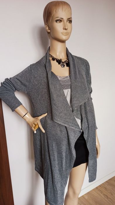 Sg Sweter damski błyszczący kardigan ze srebrną nitką 40 , 42 L