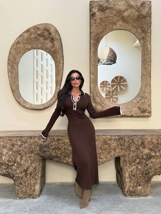 Сукня поло з довгим рукавом,тепла,осіння,Polo,Сандро,максі,довга,міді