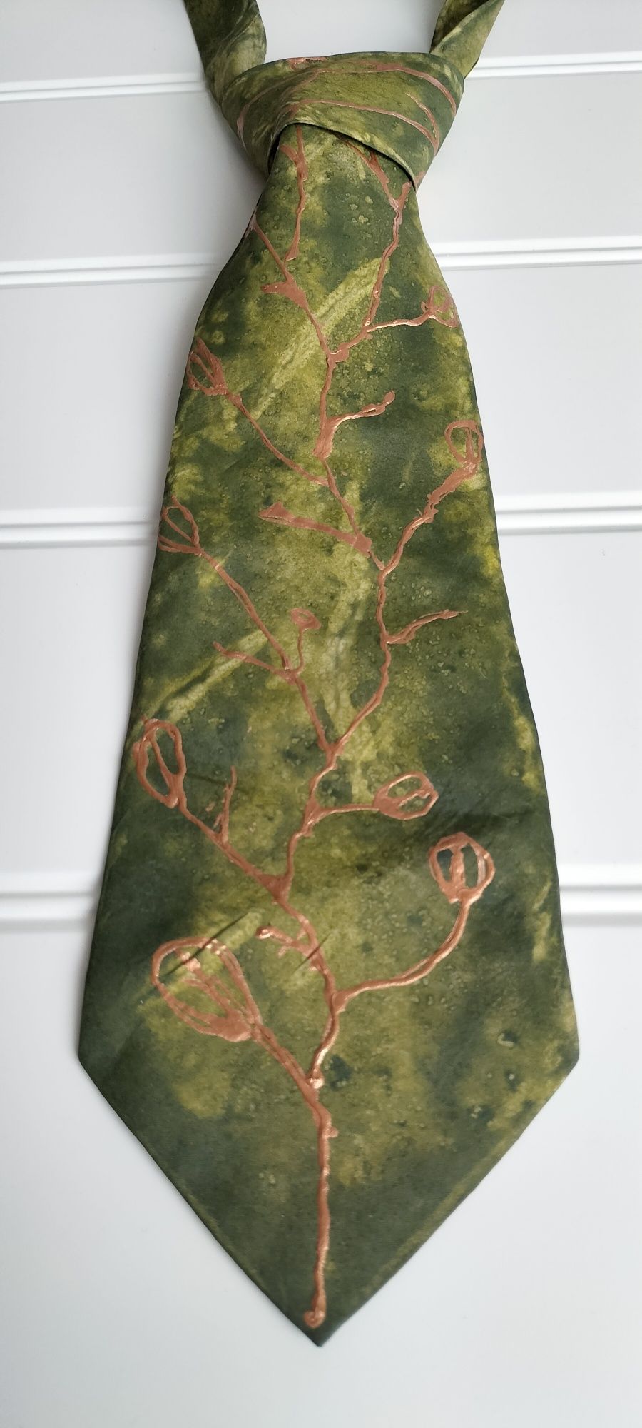 Arty's jedwabny malowany krawat unisex silk tie vintage handmade