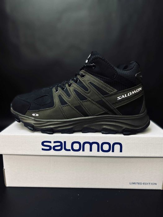Мужские зимние ботинки  хаки на меху термо  salomon Quest 4 GTX