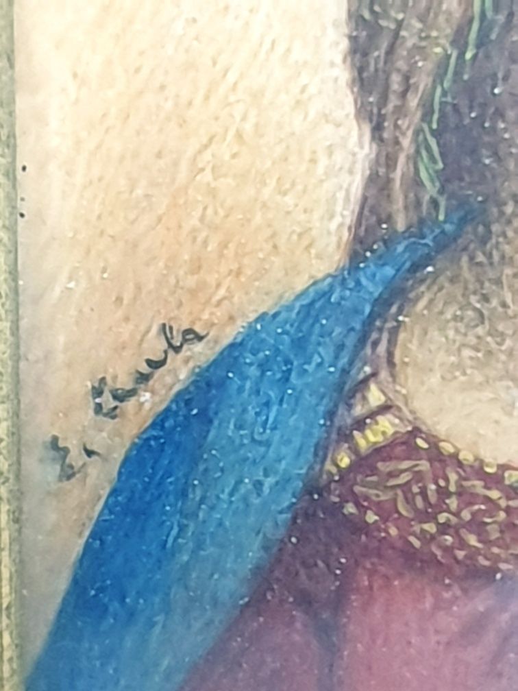 Maravilhosa pintura miniatura - reprodução da Madonna di Foligno - ass