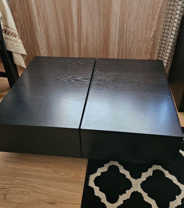 Mesa de centro em madeira preta com gavetas 85x65,5 cm