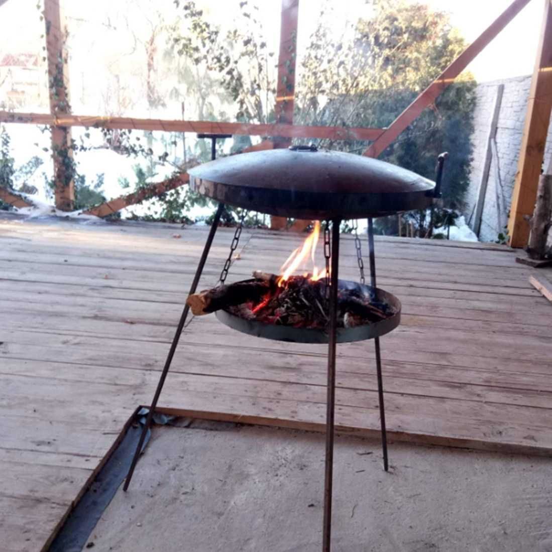 Розбірна підставка підвіска для вогню і сковорода готувати на дровах