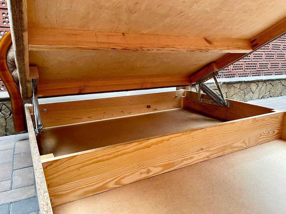 Розкішне 2-сп. ліжко + підйомний мех-м + ящик, інкрустація -ДЕРЕВО