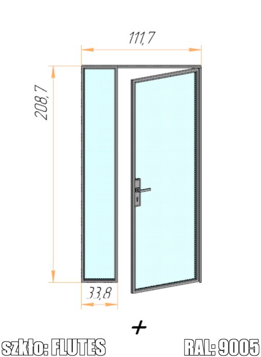 Drzwi szklane ornamentowe z klamką szer 76cm 111cm wys 208cm loft