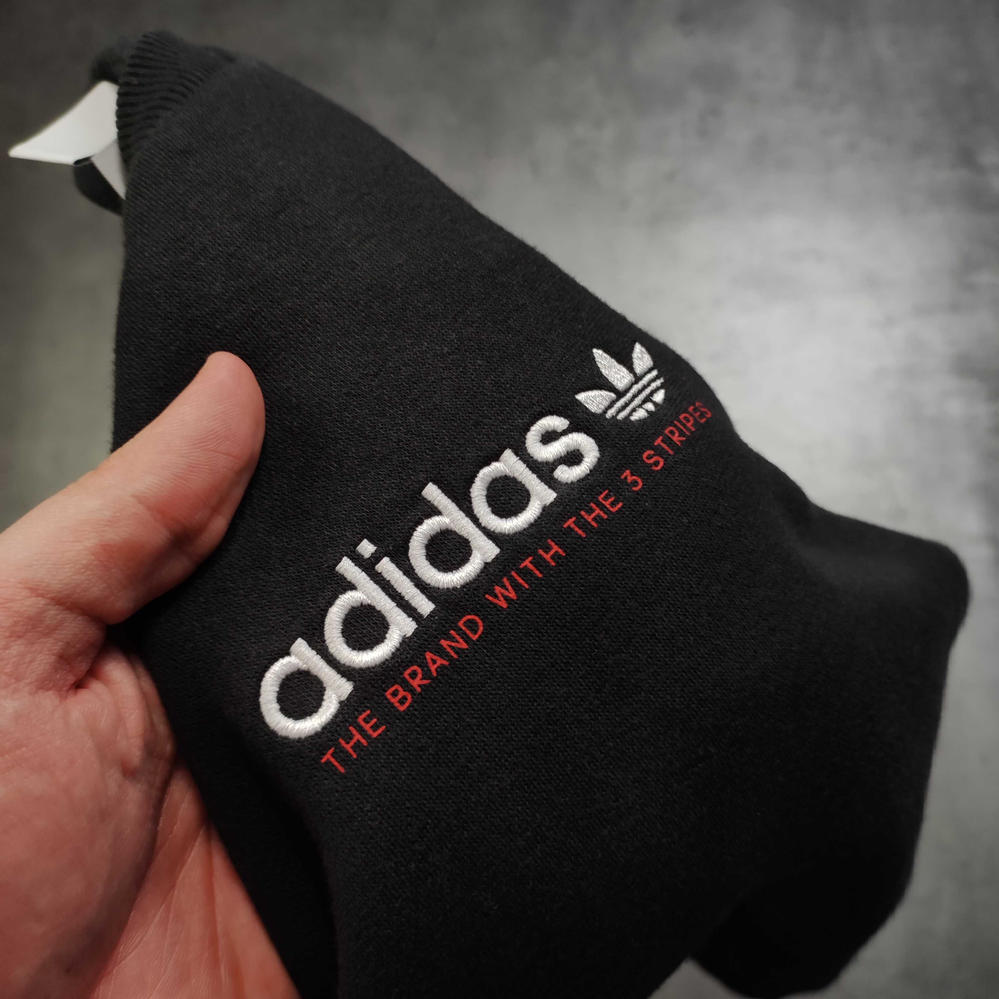 MĘSKA Bluza Czarna Casual Bawełna Adidas Haftowane Logo Originals