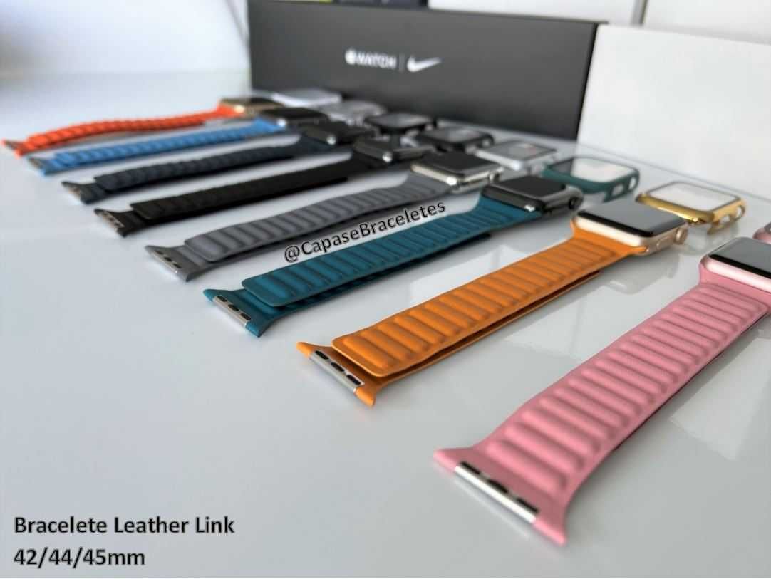 Bracelete Leather Link para Apple Watch 42/44mm