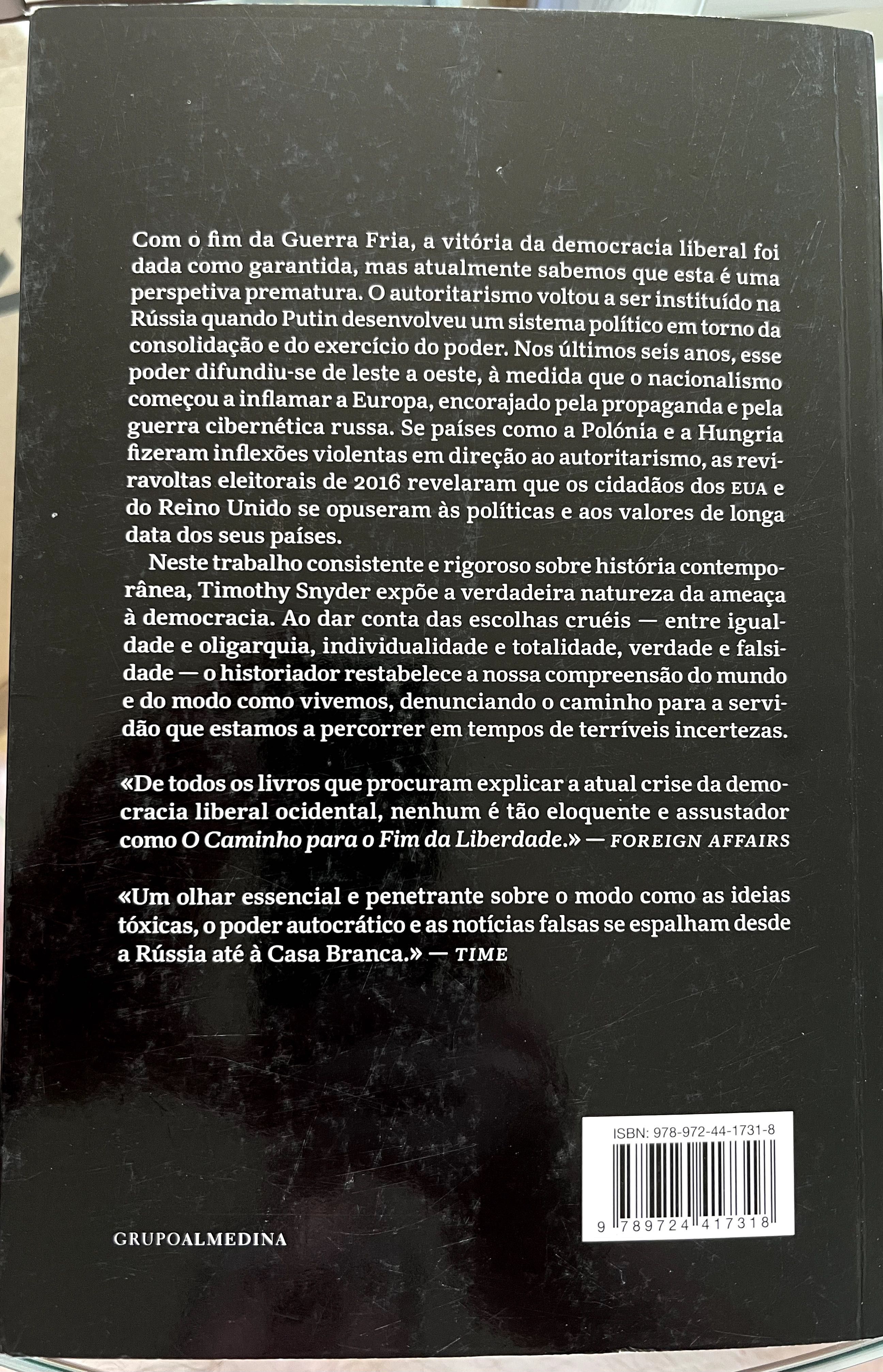 O Caminho para o Fim da Liberdade de Timothy Snyder (Novo)