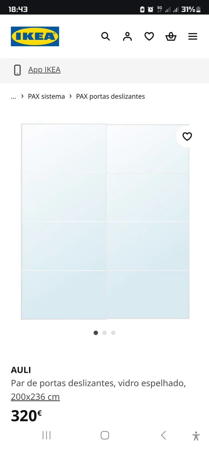 Portas Deslizantes IKEA PAX AULI 200X236CM