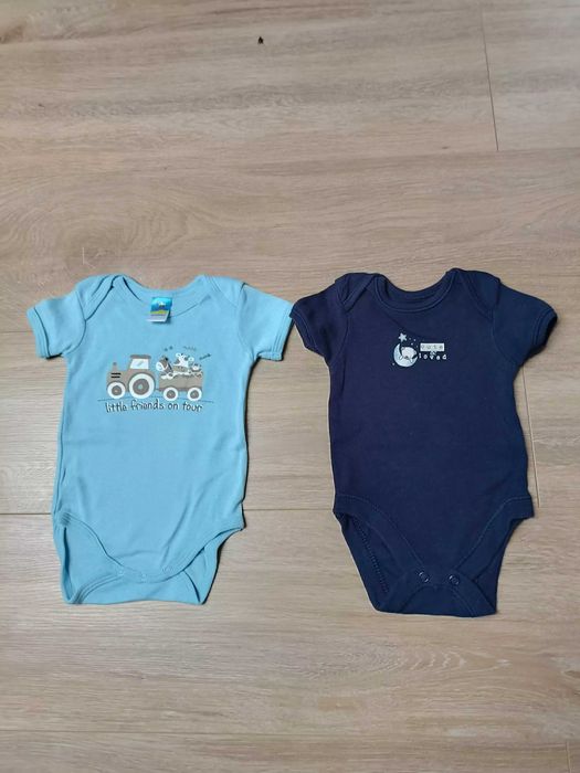 Body krótki rękaw x2 niebieskie traktor miś 'Topolino' 'George' 56