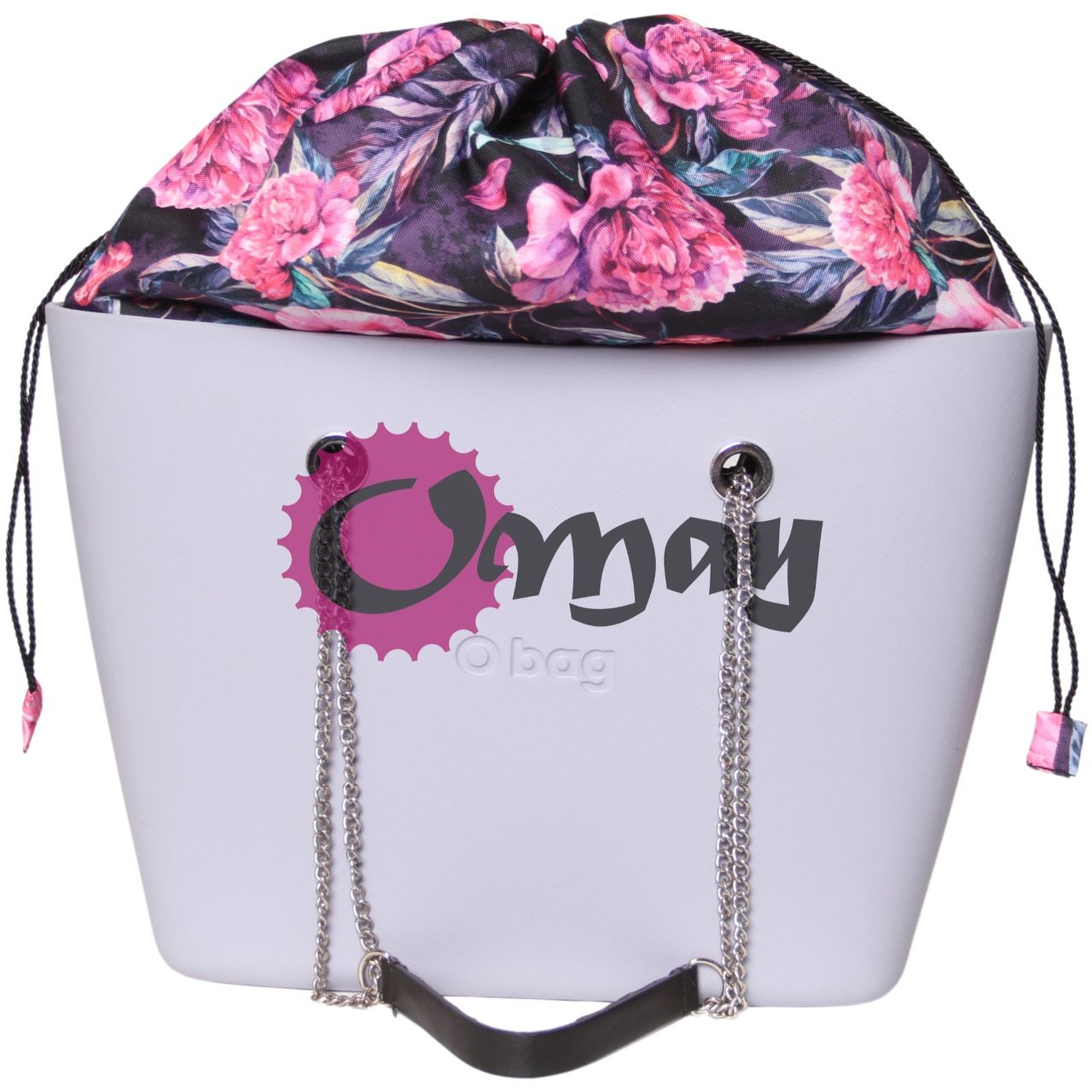 Różowe Piwonie organizer do OBAG URBAN worek czarny 2 kieszenie OMAY