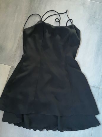 Czarna sukienka na szelkach S, 36