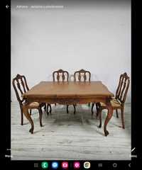 Piekny stół z krzeslami w stylu ludwika