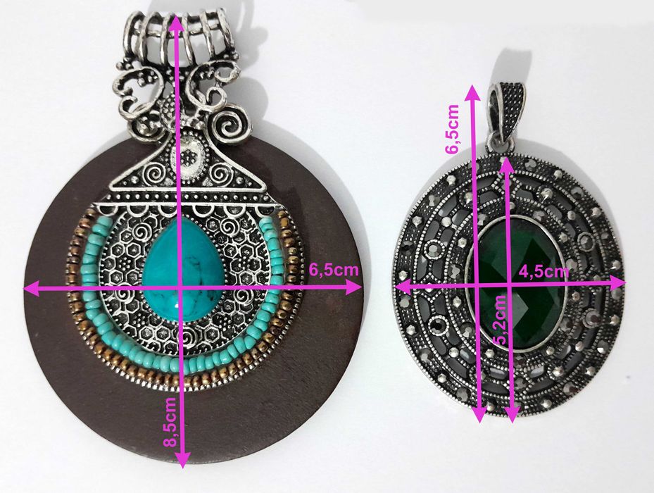 Pendente para colar estilo boho em madeira com pedra azul