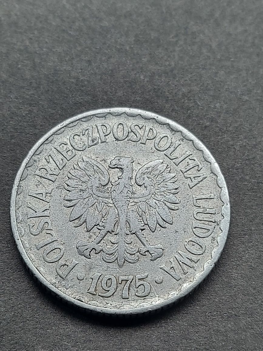 moneta z czasów PRL 1 złoty z 1975r bez znaku mennicy