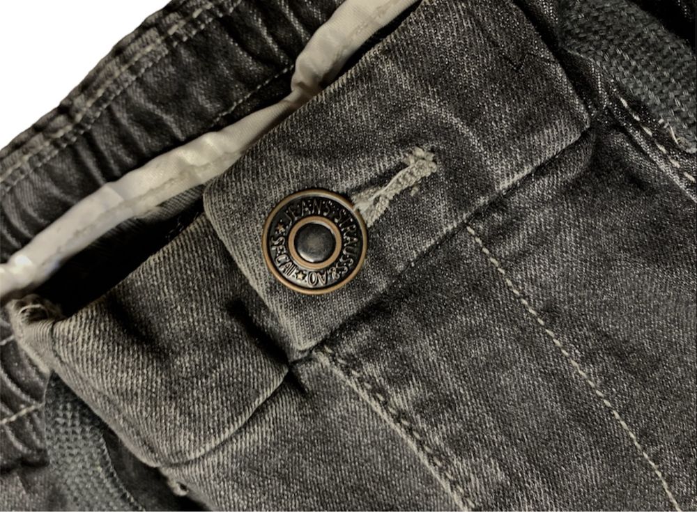 Черно-серые унисекс джинсы джоггеры с резинкой