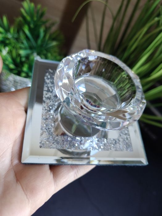 Świecznik lustrzany z brokatem na podgrzewacz Glamour