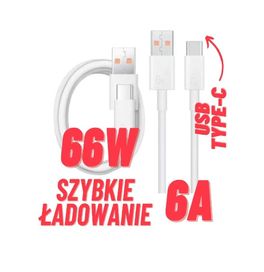 Kabel USB-C 6A 66W do Ładowania HUAWEI SuperCharge - biały | 1m! bulk