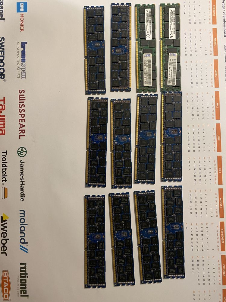 Pamięć RAM 16 szt 16GB 2Rx4 IBM(cena za sztuke)