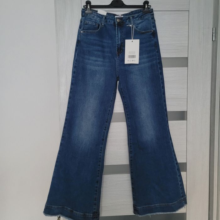 Spodnie jeansowe m.sara I dzwony dzianina