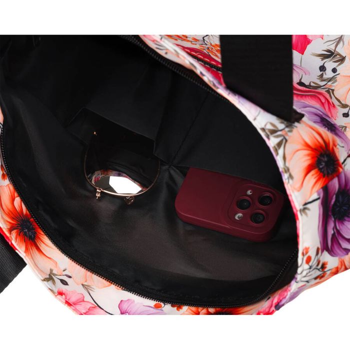 torba materiałowa shopper w kwiaty z szerokim paskiem - rovicky