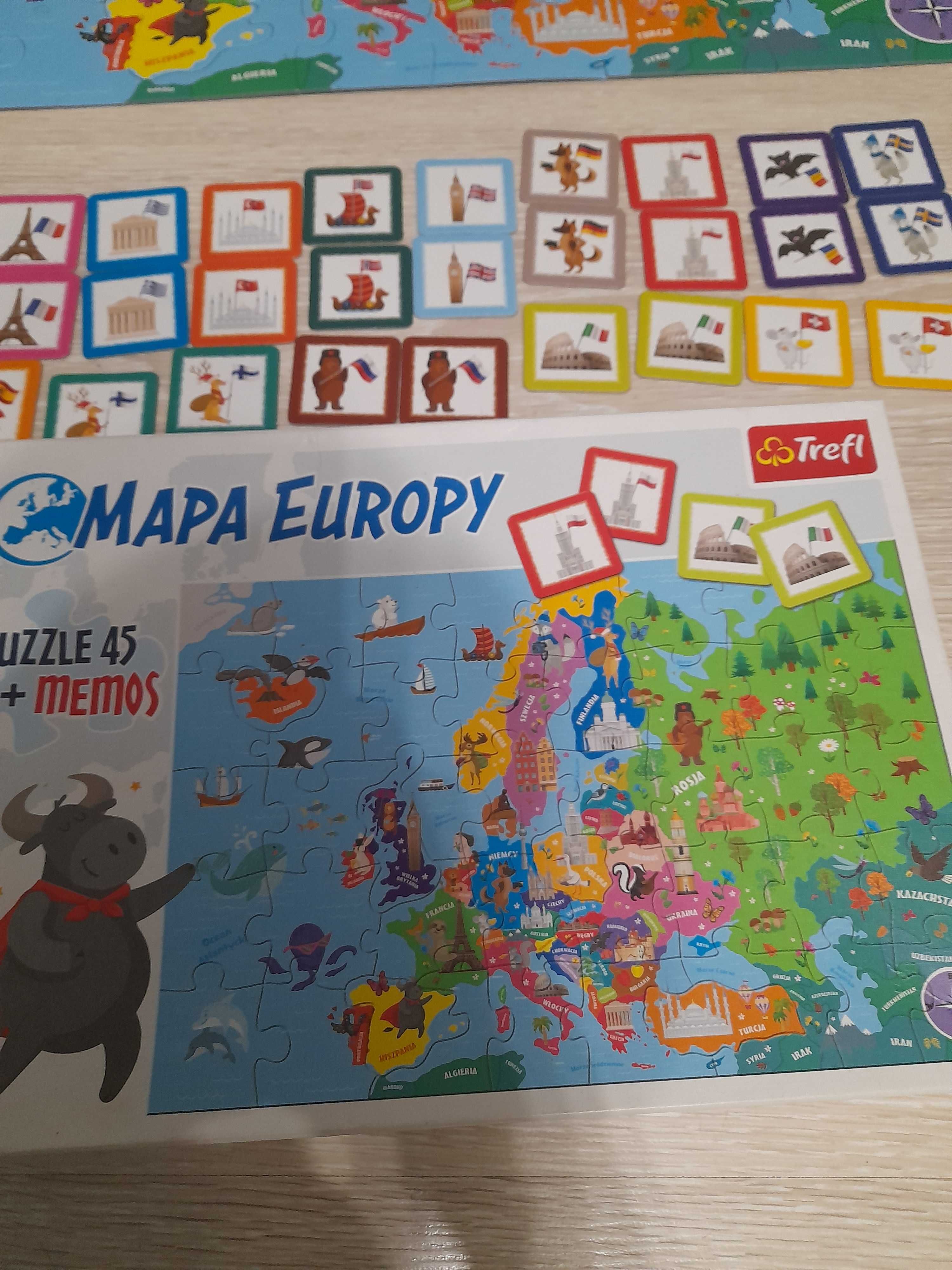 Puzzle 45 + memory Mapa Europy