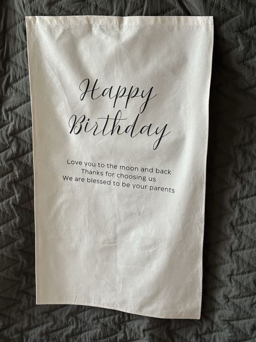Лляне панно, happy birthday, вивіска день народження, аксесур для фото