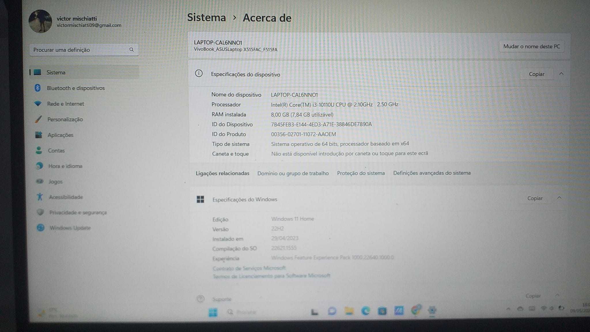 notebook asus com rato