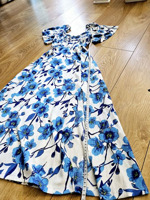 Letnia sukienka mohito midi xxs 32 biało niebieska