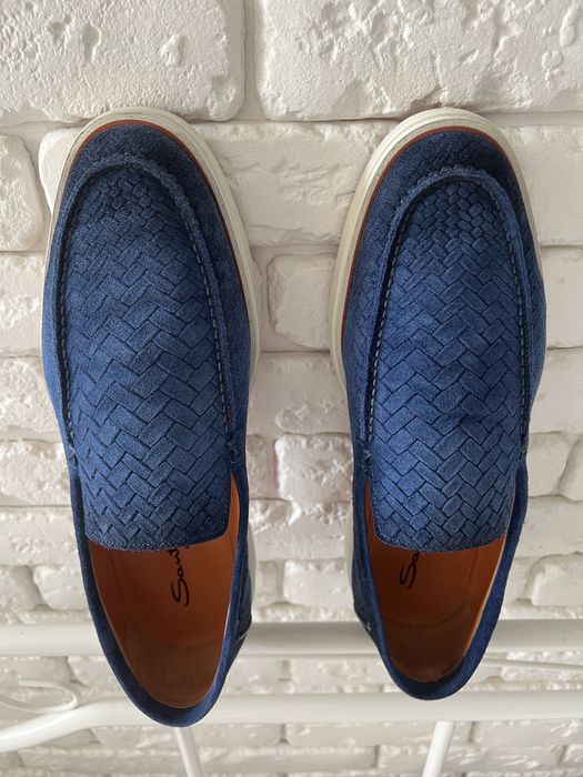 Santoni  замшевые лоферы р. 8,5