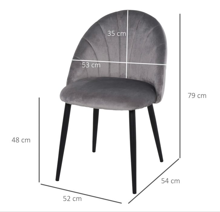 Zestaw 2 krzeseł tapicerowanych kuchnia jadalnia aksamit szary