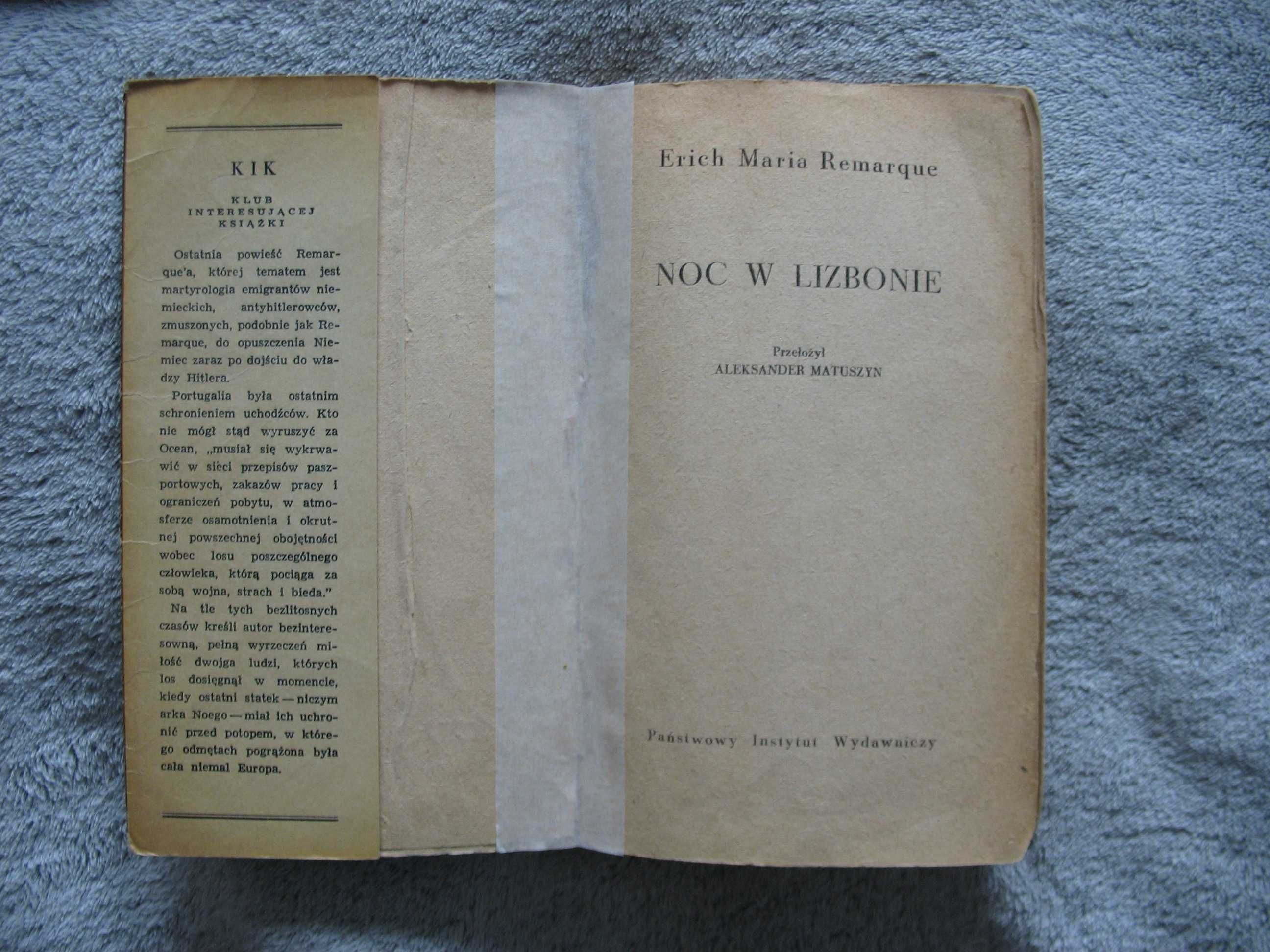 Noc w Lizbonie Erich Maria Remarque 1964