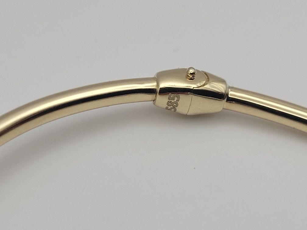Nowa Złota bransoletka złoto próby 585, gwóźdź sztywna Średnica 6 cm