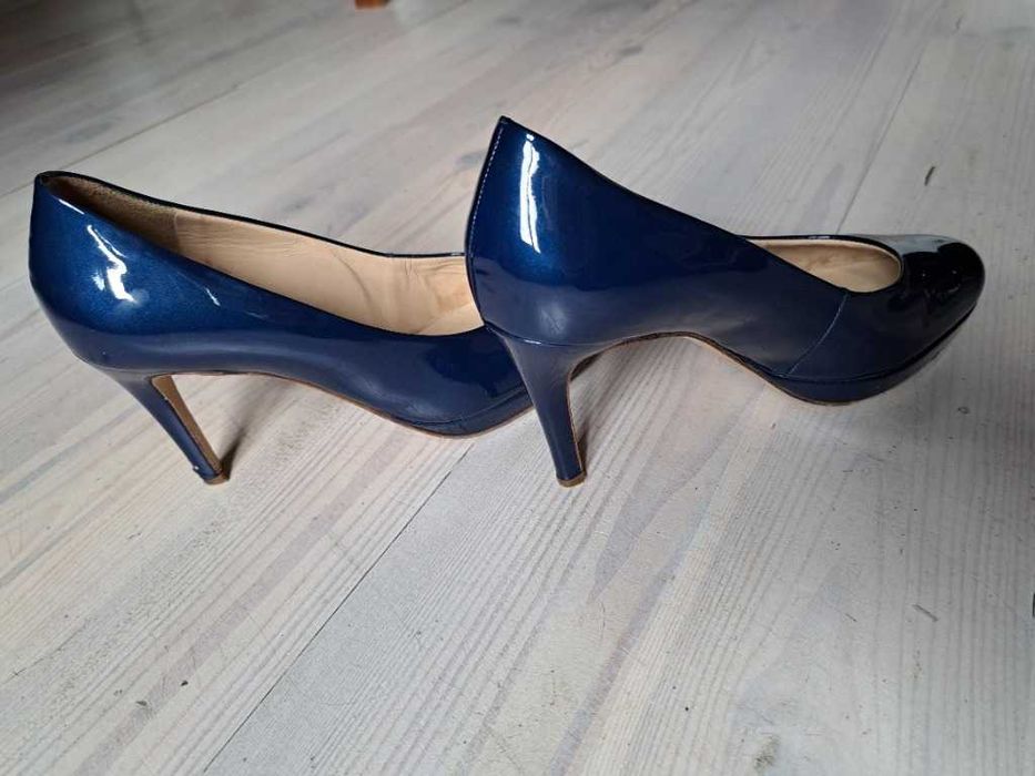 Szpilki niebieskie , lakierowane HOGL 38