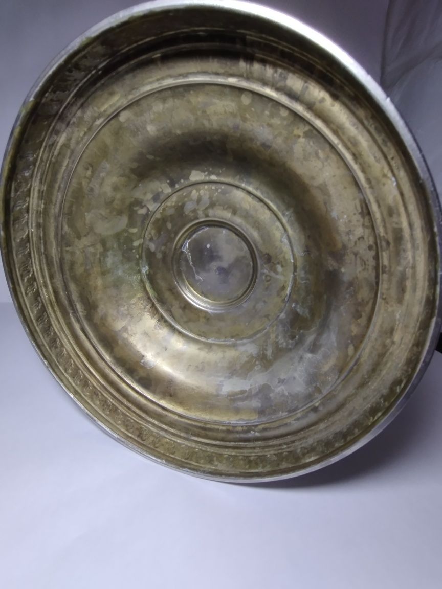 Stara patera źardinera platerowana Sygnatura J. Sopyło Lwów