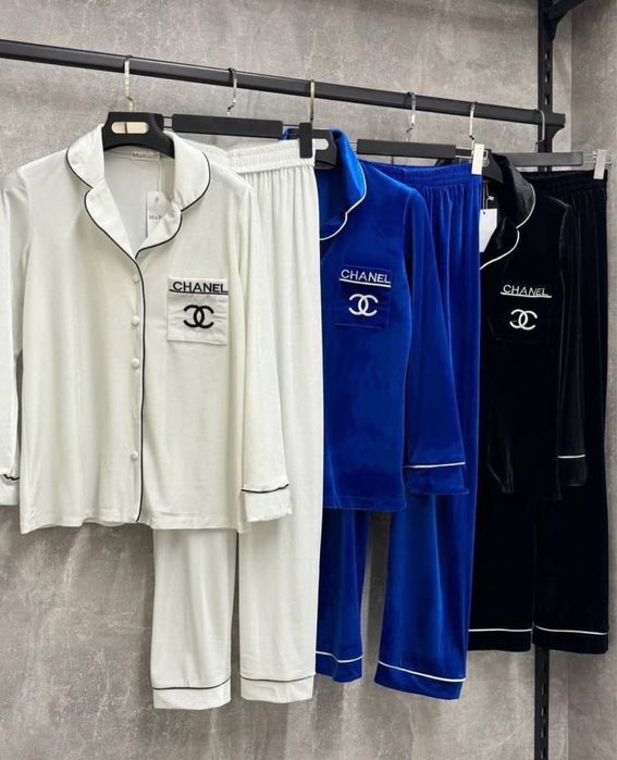 Пижама женская шанель велюровая штаны+рубашка