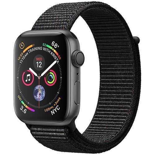 Apple iWatch Series 4, 44mm, Preto, bracelete loop desportiva preto