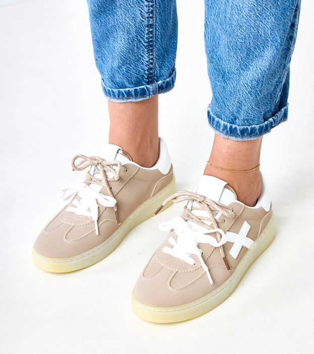 Brązowe sneakersy na platformie z białą wstawką Eriksen