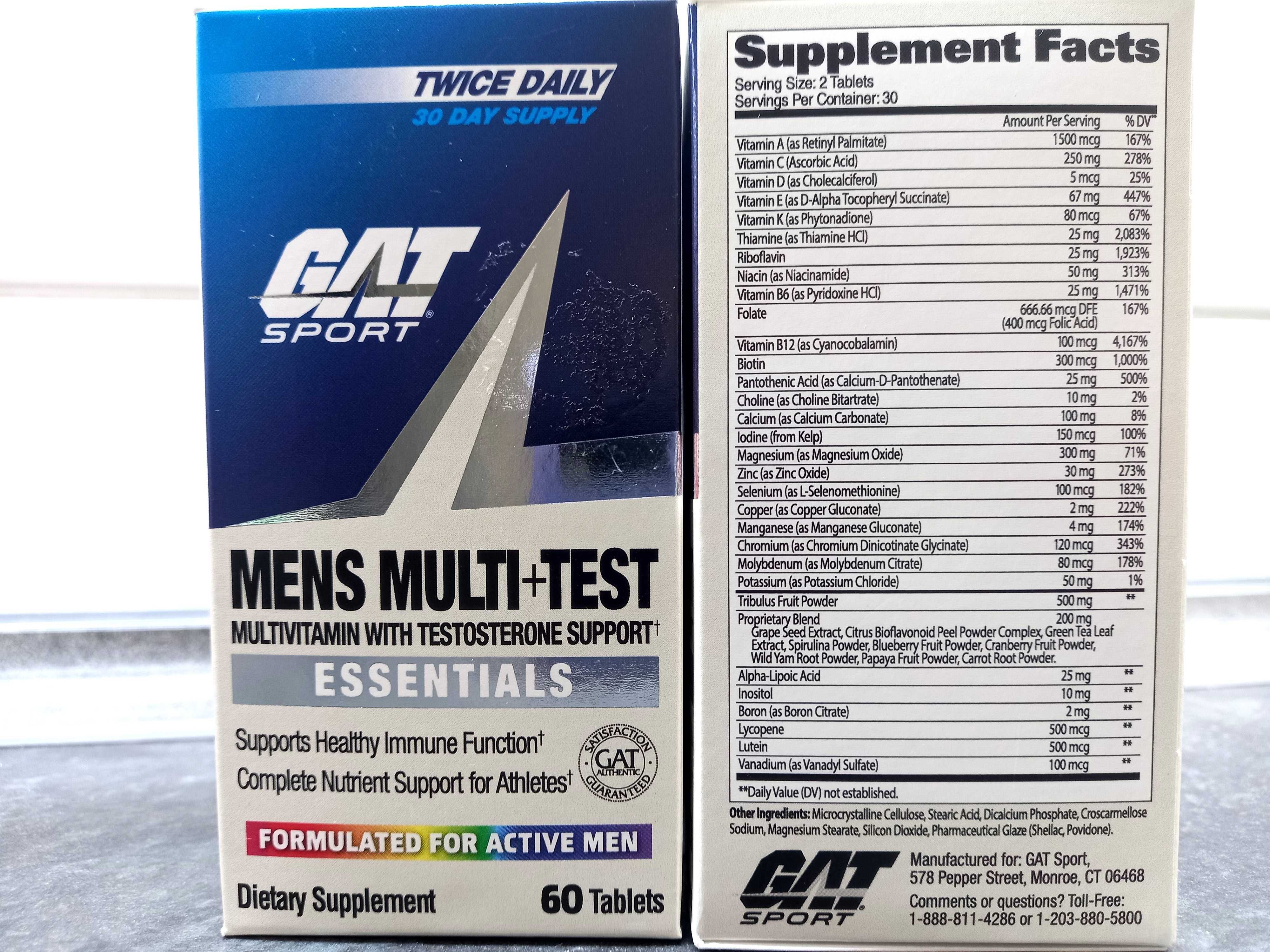 GAT Sport, Mens Multi+Test (60 таб.), мужские витамины +тестостерон