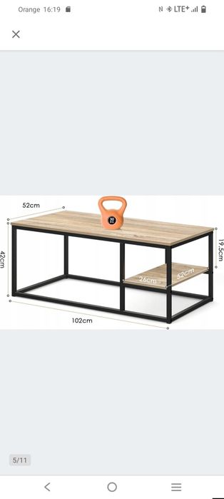 INDUSTRIALNY Stolik kawowy ława VOWNER prostokątny 102x52x42cm
