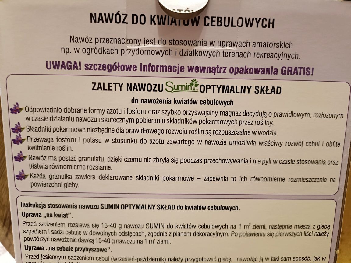 SUMIN nawóz do KWIATÓW CEBULOWYCH 1 kg optymalny skład