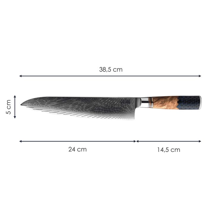 Japoński Nóż Szefa Kuchni Stal Damasceńska AUS-10 Profesjonalny