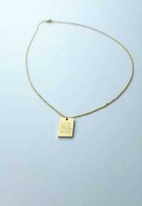 Nowy złoty naszyjnik damski łańcuszek z wisiorkiem z tabliczką